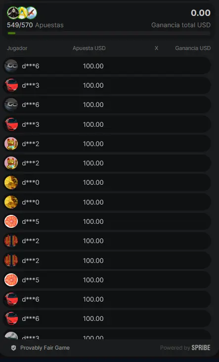 Apuestas de otros jugadores en Aviator