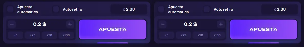 Panel de control de Lucky Jet